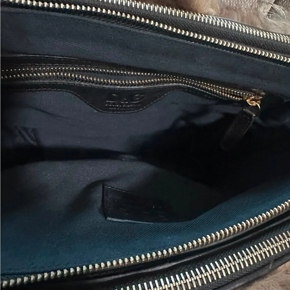 D&G Brown and Black Fur Satchel with Gold Hardware